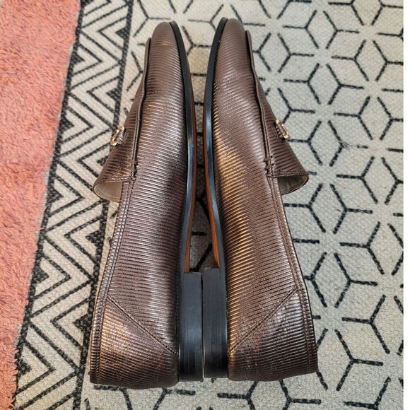 SAM EDELMAN LORAINE LEATHER LOAFERS in Black/Amethyst Metallic  SZ 9 - Picture 11 of 16